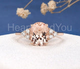 2ct Oval Cut Simulated Morganite Accented Engagement Ring 14k Rose Gold Plated
