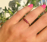 0.5ct Round Cut Ruby Trilogy Ball Solitaire Engagement Ring 14k Yellow Gold Over
