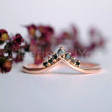 0.5ct Round Cut Simulated Black Diamond Curved Wedding Band 14K Rose Gold Plated