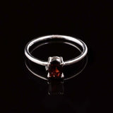 0.5ct Engagement Ring Oval Cut Red Garnet Solitaire Women 14k White Gold Finish