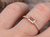 0.5ct Emerald Cut Pink Morganite Solitaire Engagement Ring 14k Rose Gold Finish