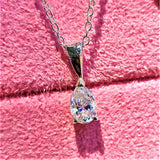 1ct Pear Cut Simulated Diamond Solitaire Pendant with Chain 14k WhiteGold Plated