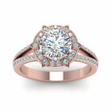 1ct Round Cut Diamond Flower Solitaire Engagement Ring 14k WhiteRose Gold Finish