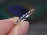 0.2ct Round Cut Simulated Blue Sapphire Half Eternity Band 14k White Gold Plated