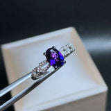 2.2ct Engagement Ring Oval Purple Amethyst Short Link Shank 14k White Gold Over