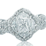 2.2ct Princess Cut Diamond Vintage Cocktail Art Deco Ring 14k White Gold Finish