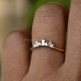 0.15ct Baguette & Round Simulated Diamond Stackable Band 14K Yellow Gold Plated