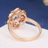 2ct Oval Cut Simulated Peach Morganite Floral Cocktail Ring 14k Rose Gold Plated