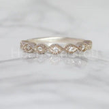 0.3ct Round Cut Moissanite Milgrain Half Eternity Wed Band 14k White Gold Plated