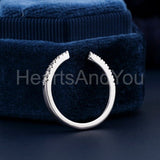 0.3ct Round Cut Moissanite Open Cuff Stackable Wedding Band 14k WhiteGold Plated