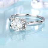 Solitaire Women Engagement Ring 1.6ct Round Cut Diamond 14k White Gold Finish