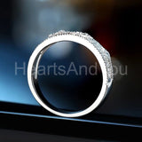 0.5ct Round Cut Moissanite Textured Split Wedding Band 14k White Gold Plated