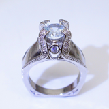 2.3ct Round Cut Diamond Wide Band Solitaire Engagement Ring 14k White Gold Over