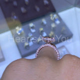3ct Pear Cut Simulated Peach Morganite Halo Engagement Ring 14k Rose Gold Plated