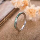 0.3ct Round Cut Simulated Green Emerald Infinity Wed Band 14k White Gold Plated