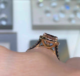 2ct Pear Cut Peach Morganite Gatsby Halo Engagement Ring 14k Rose Gold Finish