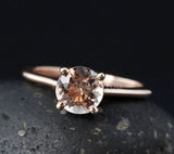 1ct Round Cut Simulated Morganite Solitaire Engagement Ring 14k Rose Gold Plated