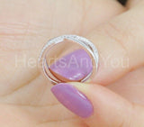 0.5ct Round Cut Moissanite Cross X Double Band Women Ring 14k White Gold Plated