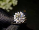 2.25ct Engagement Ring Round Cut Diamond Floral Design 14k White Gold Finish