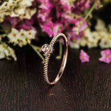 Octopus Minimalist Engagement Ring 0.1ct Round Cut Diamond 14k Rose Gold Finish