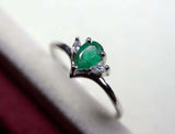 0.2ct Engagement Ring Pear Cut Emerald Curved Minimalist 14k White Gold Finish