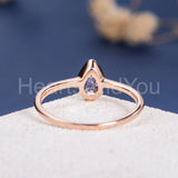 0.3ct Pear Cut Simulated Peach Morganite Solitaire Ring 14k Rose Gold Plated