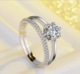 2Ct Round Cut Diamond Unique Band Joined Engagement Ring 14K White Gold Finish