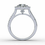 2.7ct Radiant Cut Diamond Engagement Ring Halo Split Shank 14k White Gold Finish