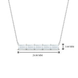 1ct Baguette Diamond 4 Stone Horizontal Pendant 14k White Gold Finish NO CHAIN