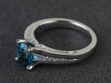 2.3ct Oval Cut London Blue Topaz Diamond Accent Ring 14k White Gold Finish