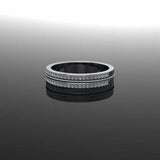 1ct Round Cut VVS1 Diamond Wedding Band 2 Row 3/4 Eternity 14k White Gold Finish