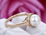 5ct Pearl Bezel Set Women Engagement Ring 14k Yellow Gold Finish