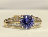 4ct Engagement Ring Round Cut Blue Sapphire Cocktail 14k Yellow Gold Finish