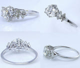 4Ct Round Cut Diamond Marquise Accent Trilogy Solitaire Ring 18K White Gold Over