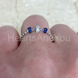 0.45ct Round Cut Moissanite Beaded Shank Collar Women Ring 14k White Gold Plated