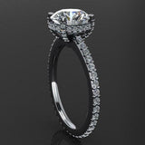 Hidden Halo Solitaire Engagement Ring 2ct Round Cut Diamond 14k WhiteGold Finish
