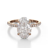 2.3ct Oval Simulated Diamond Solitaire with Accents Ring 14k Yellow Gold Plated
