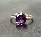 2ct Engagement Ring Oval Purple Amethyst 4 Prong Solitaire 18k White Gold Finish