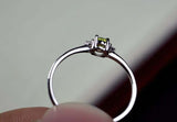 0.3ct Engagement Ring Oval Cut Peridot Trilogy Minimalist 14k White Gold Finish