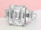 2.4ct Emerald Simulated Diamond Three Stone Engagement Ring 14k WhiteGold Plated