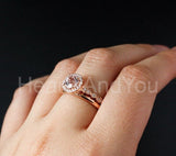 2.3ct Round Cut Simulated Morganite Halo Solitaire Ring Set 14k Rose Gold Plated