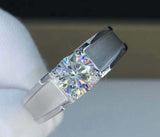2.1ct Round Cut Diamond Solitaire Men Engagement Ring 14k White Gold Finish