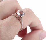 2.3ct Round Cut Peach Morganite Diamond Cluster Accent Ring 14k Rose Gold Finish