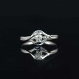 0.3ct Engagement Ring Round Diamond Swirl Twist Solitaire 14k White Gold Finish