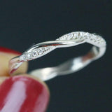 0.7ct Round Cut Diamond Engagement Ring Twisted Infinity 14k White Gold Finish