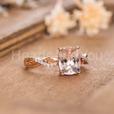 1ct Cushion Cut Simulated Morganite Infinity Engagement Ring 14k RoseGold Plated