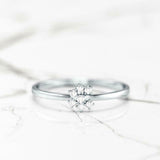 Dainty Cluster Solitaire Engagement Ring 0.5ct Round Diamond 14k YellowGold Over