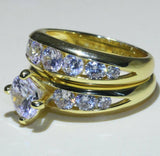 4ct Round Cut Diamond Engagement Ring 14k Yellow Gold Finish Bridal Set Promise