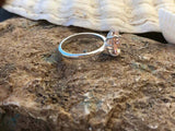 2.6ct Emerald Cut Peach Morganite Solitaire Promise Ring 14k White Gold Finish