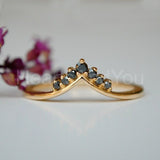 0.5ct Round Cut Simulated Black Diamond Curved Wedding Band 14K Rose Gold Plated